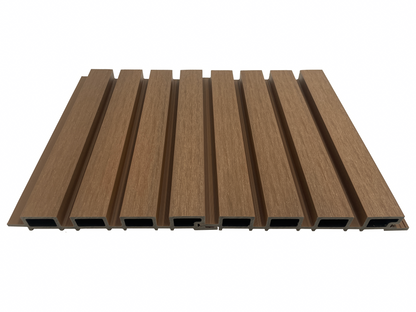 Rivestimento murale per esterni in WPC AIRSHIELD Teak misure 3000 x 219 x 26 mm Confezione: 1 scatola = 3 pezzi = 1,8 m²