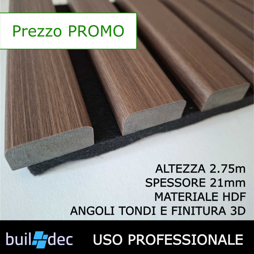 Akushield – Pannello fonoassorbente decorativo in MDF e PET, 2750 x 300, vari colori, 4pz