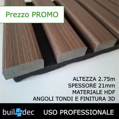 Akushield – Pannello fonoassorbente decorativo in MDF e PET, 2750 x 300, vari colori, 4pz