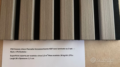 Akushield – Pannello fonoassorbente decorativo in MDF e PET, 2750 x 300, vari colori, 4pz