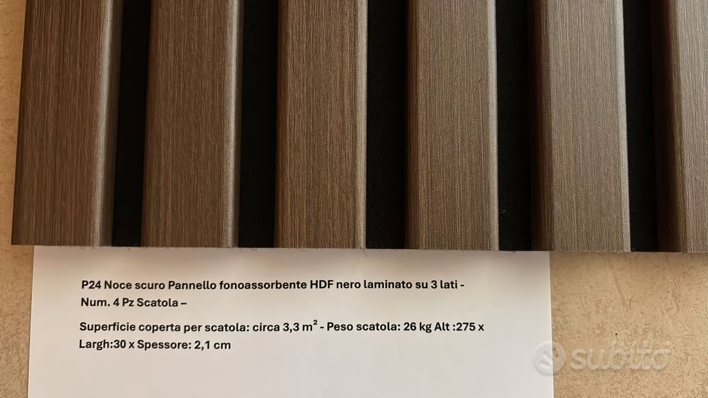 Akushield – Pannello fonoassorbente decorativo in MDF e PET, 2750 x 300, vari colori, 4pz