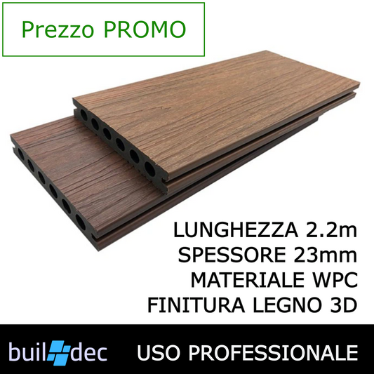 Listoni Decking Sundeck WPC bicolore Rovere-Grigio chiaro, lunghezza 2200 x 138 mm, 5 pezzi, 1.54 m², da esterni (su pallet a perdere)